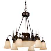 Vaxcel Lighting Bozeman 9 Light 28-1/2" Wide Chandelier with Bear Accents Burnished Bronze