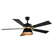 Vaxcel Lighting 52" 5 Blade Indoor LED Ceiling Fan Black and Gold