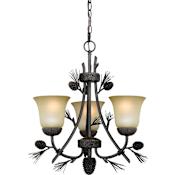 Vaxcel Lighting Sierra 3 Light 20" Wide Chandelier with Scavo Glass and Pine Elements Black Walnut