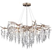 Vaxcel Lighting Rainier 5 Light 32" Wide Crystal Waterfall Chandelier Silver Mist