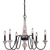 Vaxcel Lighting Georgetown 6 Light 26" Wide Taper Candle Style Chandelier with Wood Accents Vintage Ash / Oil Burnished Bronze