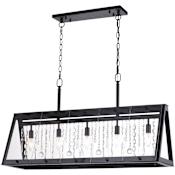 Vaxcel Lighting Tremont 5 Light 37" Wide Crystal Linear Chandelier Matte Black