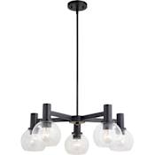 Vaxcel Lighting Marshall 5 Light 27" Wide Chandelier with Clear Glass Shades Matte Black