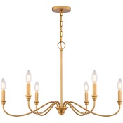 Vaxcel Lighting Annabelle 6 Light 30" Wide LED Taper Candle Style Chandelier Muted Brass