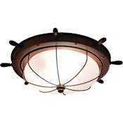 Vaxcel Lighting Orleans 2 Light Flush Mount Outdoor Ceiling Fixture with White Frosted Glass Shade - 15 Inches Wide Antique Red Copper