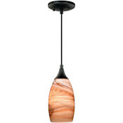 Vaxcel Lighting Milano 1 Light Mini Pendant with Multi-Colored Glass Shade Oil Rubbed Bronze