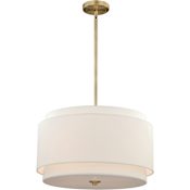 Vaxcel Lighting Burnaby 4 Light Pendant with White Fabric Shade Matte Brass