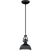 Vaxcel Lighting Keenan 8" Wide Pendant with Black Metal Shade Oil Rubbed Bronze