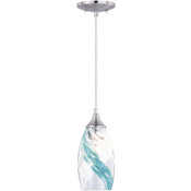 Vaxcel Lighting Milano Single Light 5" Wide Pendant with A Glass Shade Satin Nickel