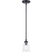 Vaxcel Lighting Toledo Single Light 5" Wide Crystal Pendant Matte Black