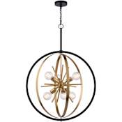 Vaxcel Lighting Estelle 6 Light 27" Wide Multi Light Pendant Natural Brass And Matte Black