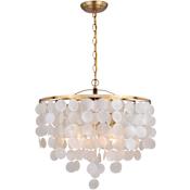 Vaxcel Lighting Elsa 20" Wide 3 Light Capiz Shell Pendant Natural Brass