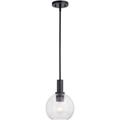 Vaxcel Lighting Marshall 8" Wide Mini Pendant with Clear Glass Shade Matte Black