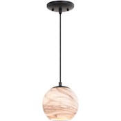 Vaxcel Lighting Milano 6" Wide Mini Pendant with Marble Glass Shade Matte Black