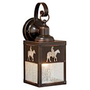 Vaxcel Lighting Trail Single Light 13" High Outdoor Wall Sconce with Horse and Rider Accents Burnished Bronze