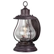 Vaxcel Lighting Dockside 1 Light Outdoor Wall Sconce with Clear Glass Shade Weathered Patina