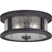Vaxcel Lighting Cumberland 2 Light 13" Wide Outdoor Flush Mount Drum Ceiling Fixture with Glass Shades Rust Iron