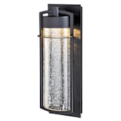 Vaxcel Lighting Logan Single Light 16" Tall LED Outdoor Wall Sconce with a Clear Seedy Glass Shade Carbon Bronze
