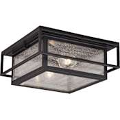 Vaxcel Lighting Hyde Park 2 Light 12" Wide Outdoor Flush Mount Square Ceiling Fixture with Glass Panel Shades Espresso Bronze