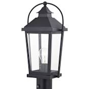 Vaxcel Lighting Lexington 1 Light Dusk to Dawn Outdoor Post Lamp Glass Textured Black