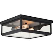 Vaxcel Lighting Kinzie 2 Light 12" Wide Outdoor Flush Mount Square Ceiling Fixture Textured Black
