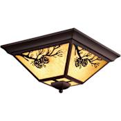 Vaxcel Lighting Douglas 14" Wide 3 Light Outdoor Flush Mount Pine Cone Motif Ceiling Fixture Warm Bronze