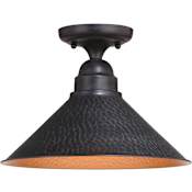 Vaxcel Lighting Outland 12" Wide Semi-Flush Outdoor Ceiling Fixture Aged Iron / Light Gold