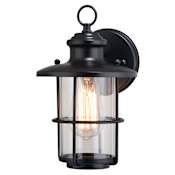 Vaxcel Lighting Lake Shore 10" Tall Outdoor Wall Sconce with Clear Glass Shade Textured Black