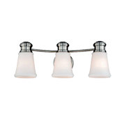 Vaxcel Lighting Malie 3 Light Vanity Light with White Glass Shades Satin Nickel