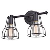 Vaxcel Lighting Clybourn 2 Light 14" Wide Bathroom Vanity Light with Wire Shades Oil Rubbed Bronze
