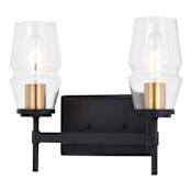 Vaxcel Lighting Warren 2 Light 13" Wide Bathroom Vanity Light Matte Black / Brushed Brass