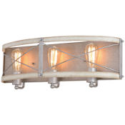 Vaxcel Lighting Dale 3 Light 23" Wide Vanity Light Galvanized / White Wash Elm