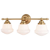 Vaxcel Lighting Huntley 3 Light 24" Wide Vanity Light with Frosted Glass Shades Natural Brass