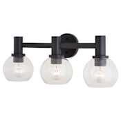 Vaxcel Lighting Marshall 3 Light 24" Wide Vanity Light with Clear Glass Shades Matte Black