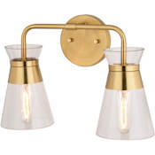 Vaxcel Lighting Harper 2 Light 15" Wide Vanity Light Natural Brass