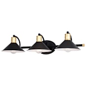 Vaxcel Lighting Akron 3 Light 28" Wide Bathroom Vanity Light Matte Black / Natural Brass