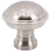 Vesta Fine Hardware ArtWorth Solid Brass 1-1/8" Rustic Hammered Dome Luxury Cabinet Knob / Drawer Knob Brushed Satin Nickel