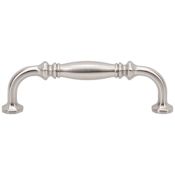 Vesta Fine Hardware Palazzo Solid Brass 3-3/4" Center to Center Traditional Barrel Center Luxury Cabinet Handle / Drawer Pull Brushed Satin Nickel