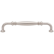 Vesta Fine Hardware Palazzo Solid Brass 7-9/16" Center to Center Traditional Barrel Luxury Cabinet Handle / Drawer Pull Brushed Satin Nickel