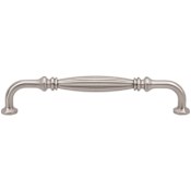 Vesta Fine Hardware Roscato Solid Brass 7-9/16" Center to Center Traditional Ribbed Barrel Luxury Cabinet Handle / Drawer Pull Brushed Satin Nickel
