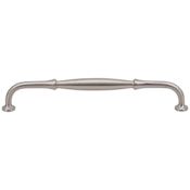 Vesta Fine Hardware Cala Solid Brass 7-9/16" Center to Center Luxury Traditional Knuckled Barrel Cabinet Handle / Drawer Pull Brushed Satin Nickel