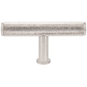 Vesta Fine Hardware Beliza Solid Brass 2-3/4" Diamond Knurled T Bar Luxury Cabinet Knob / T Drawer Knob Brushed Satin Nickel