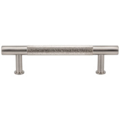 Vesta Fine Hardware Beliza Solid Brass 3-3/4" Center to Center Diamond Knurled Luxury Industrial Cabinet Handle / Drawer Pull Brushed Satin Nickel