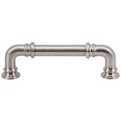 Vesta Fine Hardware Ronan Solid Brass 3-3/4" Center to Center Luxury Industrial Pipe Style Cabinet Handle / Drawer Pull Brushed Satin Nickel