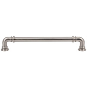 Vesta Fine Hardware Ronan Solid Brass 7" Center to Center Luxury Industrial Pipe Style Cabinet Handle / Drawer Pull Brushed Satin Nickel