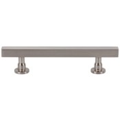 Vesta Fine Hardware Dante Solid Brass 3-3/4" Center to Center Sleek Square Bar Luxury Cabinet Handle / Drawer Bar Pull Brushed Satin Nickel