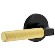 Viaggio Split Finish Left Handed Solid Brass Non-Turning One-Sided Dummy Door Lever with Contempo Fluted Lever and Circolo Rose Satin Black / Satin Brass