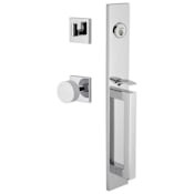 Viaggio Quadrato Full Plate Keyed Entry "D" Grip Handleset with Circolo Interior Knob and Quadrato Trim - 2-3/8" Backset Bright Chrome