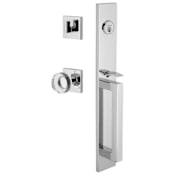 Viaggio Quadrato Full Plate Keyed Entry "D" Grip Handleset with Circolo Crystal Interior Knob and Quadrato Trim - 2-3/4" Backset Bright Chrome