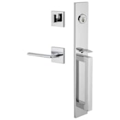 Viaggio Quadrato Right Handed Full Plate Keyed Entry "D" Grip Handleset with Brezza Interior Lever and Quadrato Trim - 2-3/4" Backset Bright Chrome